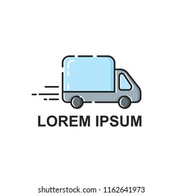 Logo template for quick delivery. Truck vector icon