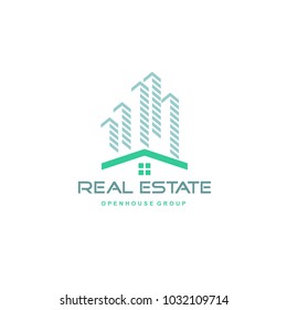Logo template real estate, apartment, condo, house, rental, business. brand, branding, logotype, company, corporate, identity. Clean, modern and elegant style design