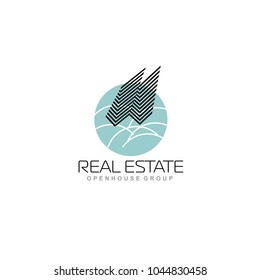 Logo template real estate, apartment, condo, house, rental, business. brand, branding, logotype, company, corporate, identity. Clean, modern and elegant style design