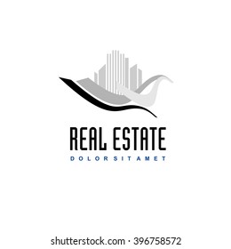 Logo template real estate, apartment, condo, house, rental, business. brand, branding, logotype, company, corporate, identity. Clean, modern and elegant style design