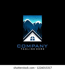 Logo template for real estate in the mountains