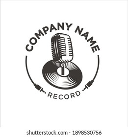 logo template for record label, record industries. vector art.