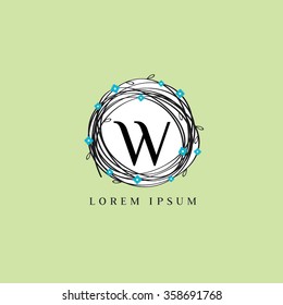 LOgo template representing wreath and the letter W