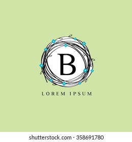 LOgo template representing wreath and the letter B