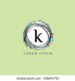 LOgo template representing wreath and the letter k