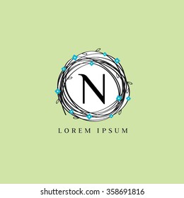 LOgo template representing wreath and the letter N