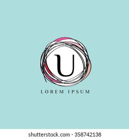 Logo template representing wreath and the letter U