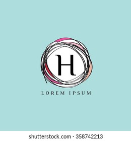 Logo template representing wreath and the letter H