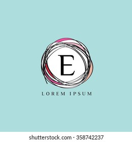 Logo template representing wreath and the letter E