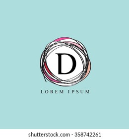 Logo template representing wreath and the letter D