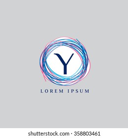Logo template representing wreath and the letter Y