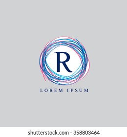 Logo template representing wreath and the letter R