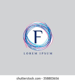 Logo template representing wreath and the letter F