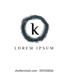 Logo template representing wreath and the letter k