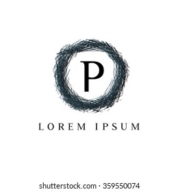 Logo template representing wreath and the letter P