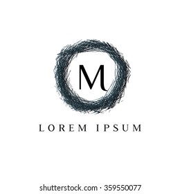 Logo template representing wreath and the letter M