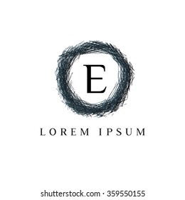 Logo template representing wreath and the letter E