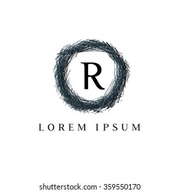 Logo template representing wreath and the letter R