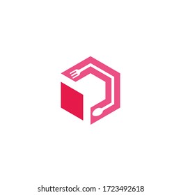 Logo-Vorlage für Restaurant und Pfeil. Einfache Wohnung. Vektor Logo Vorlage einsatzbereit.