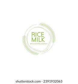Logo template. rice milk illustration.