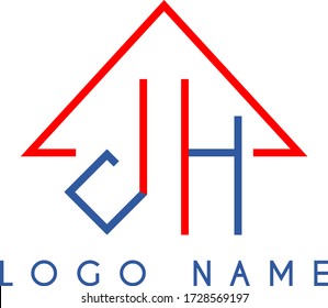 Logo template with roof and stylized d and H letters. Perfect for real estate agency. Vector illustration.