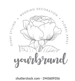 Logo template rose vintage. logo brand retro. template logo wedding artsy illustration 3. vector