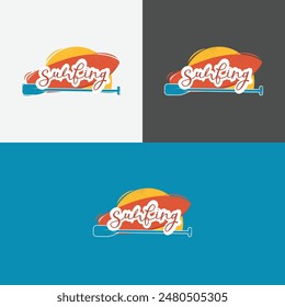 Logo template for the saps and surfing theme club. Vector sports stickers, stickers and badges. Vector flat icon illustration in design style.