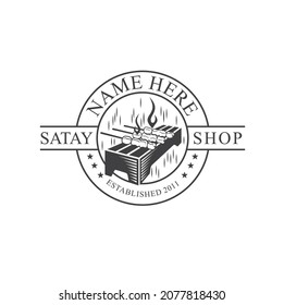 logo template for satay shop, vector art.