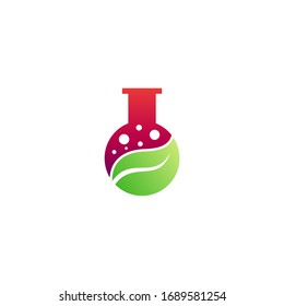 Logo template of science and leaf. Simple flat style. Vector logo template ready for use.