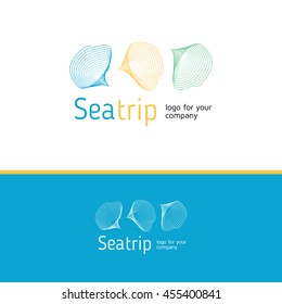 Logo template with sea shells. Isolated on background and easy to use. The perfect logo for Your business. The linear concept of the ocean.