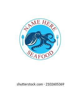 logo template for seafood, octopus menu, vector art.