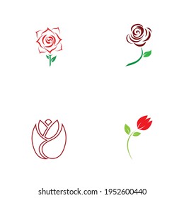plantilla de logotipo conjunto de hermosas flores de rosa 