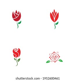 logo template set  beautiful rose flower 