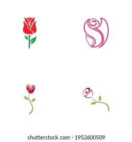logo template set  beautiful rose flower 