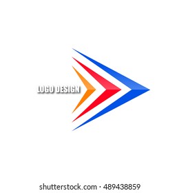 Logo template from the set of colored arrows, bright abstract icon, isolated on a white background, vector illustration.
