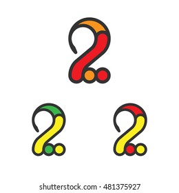 Logo Template Set. Digit Two. Logotype Variants. Vector