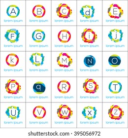 Logo template set - letters of the alphabet vector design for business or technology.
Colorful logo vector elements. Brand identity for small business, small store, fashion.