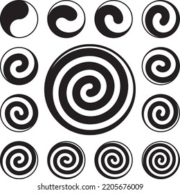 Logo Template. Set of Spiral, Yin Yang and Circle Logo Templates. Vector Illustration