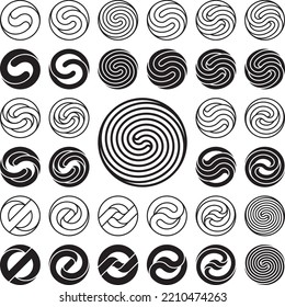 Logo Template. Set of Wavy Circle Logo Templates. Vector Illustration