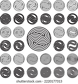 Logo Template. Set of Wavy Circle Logo Templates. Vector Illustration