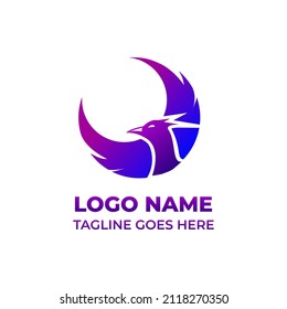 logo template with the shape of a bird whose wings form a circle.