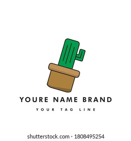 The logo template is in the shape of a cactus plant, perfect for brands or logos of companies or organizations