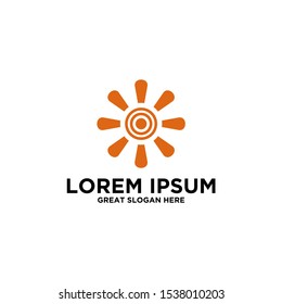 Logo template in the shape of a sunflower. This logo is made of the concept of a blooming sunflower