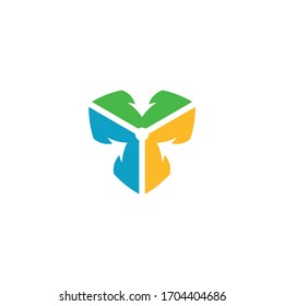 Logo template of shield and arrow. Simple flat style. Vector logo template ready for use.