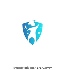 Logo template of shield and education. Simple flat style. Vector logo template ready for use.