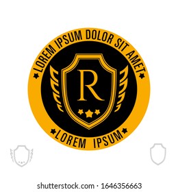 Logo Template With Shield And Wings In A Circle, Suitable For Security Company, Security Service, Bodyguard, Defender. Vector Illustration