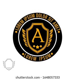 Logo template with shield and wings in a circle, suitable for security company, security service, bodyguard, defender. vector illustration