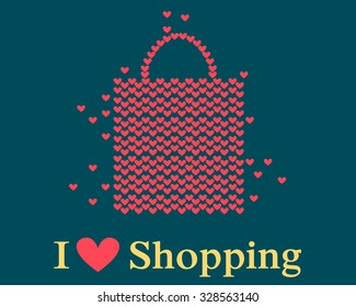 
Logo template - shopping. The logo includes a bag from the hearts. Vector illustration
