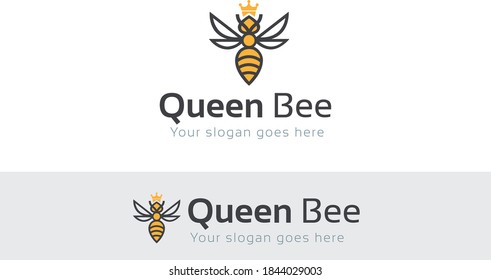 Logo template show bee with queen crown