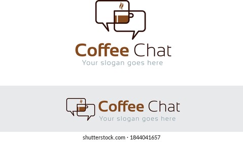 Logo template shows the intersection of two chat bubbles that forms a cup of coffee